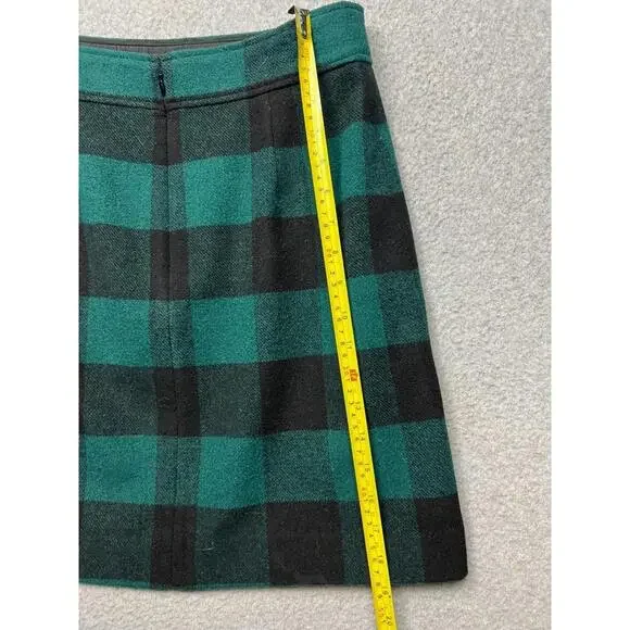 J Crew Buffalo Check Plaid Wool Blend Mini A-Line Skirt 6 Prep Academia Tweed - Picture 3 of 7